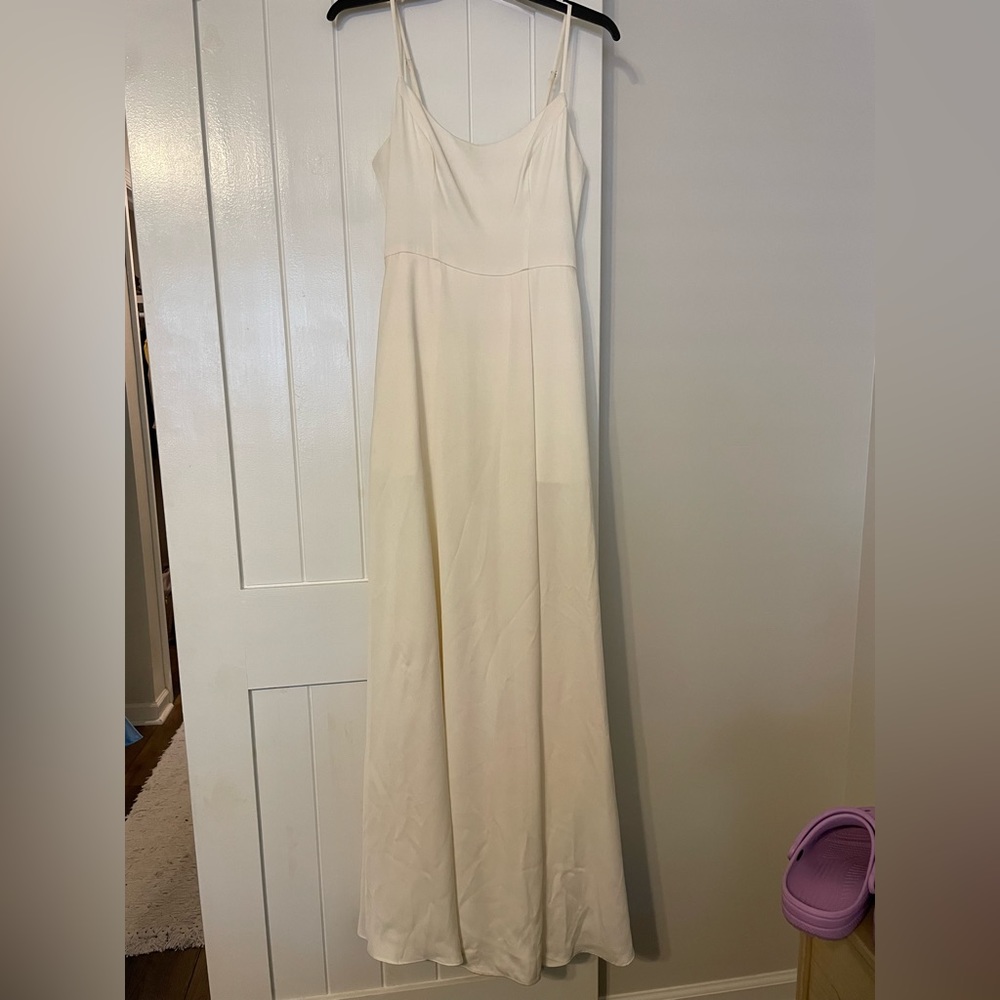 crepe-back satin spaghetti strap bridesmaid dress - Ivory - size 2 - Picture 2 of 4